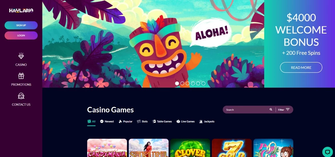 Kahuna casino main page