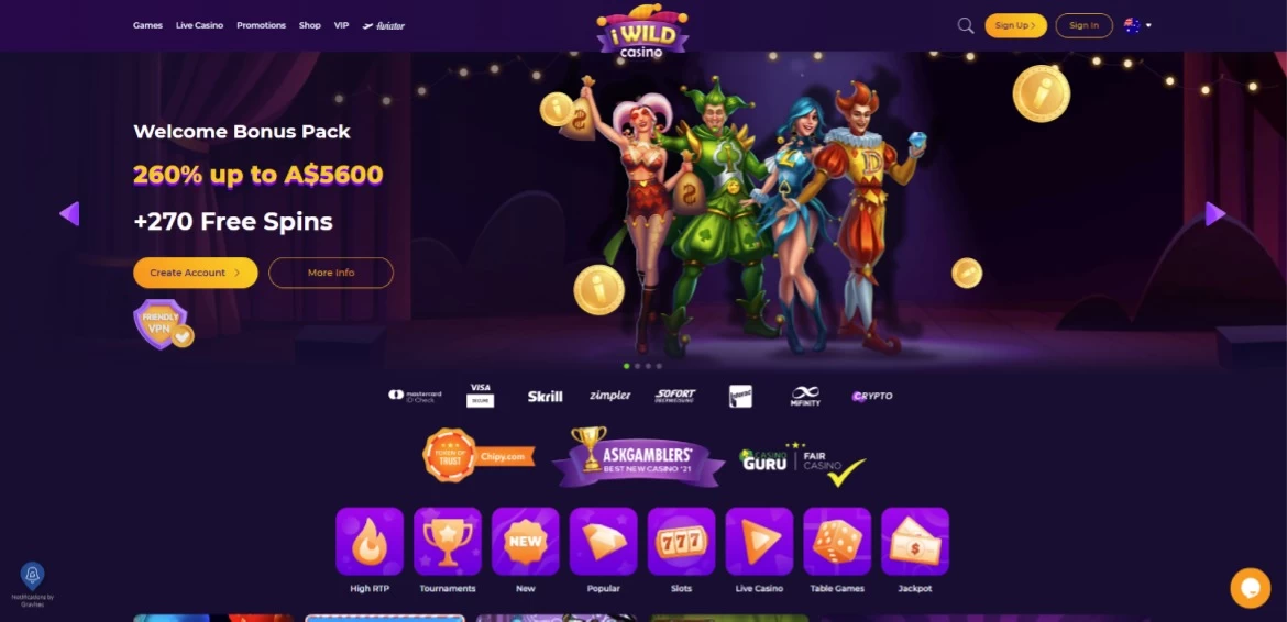 iwild casino main page