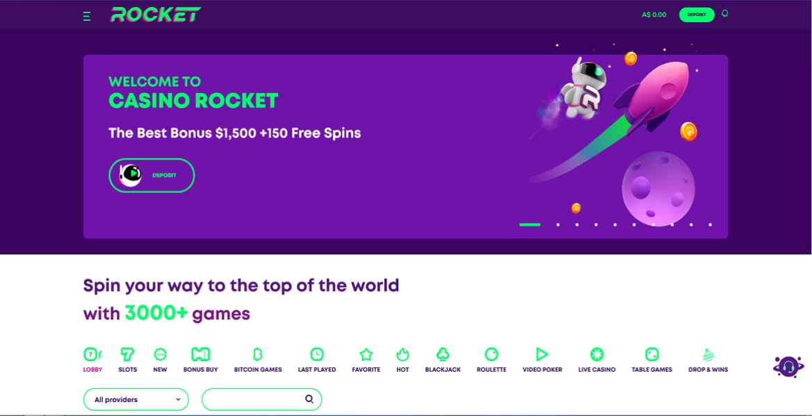 casino rocket main page