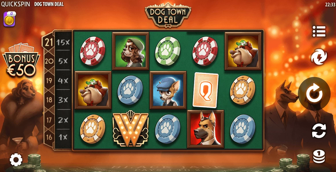 Play in Dog Town Deal by Quickspin for free now | SmartPokies